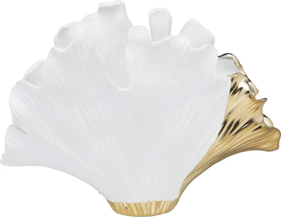 Wazon z kamionki GINKGO ELEGANCE 45 - biały/złoty