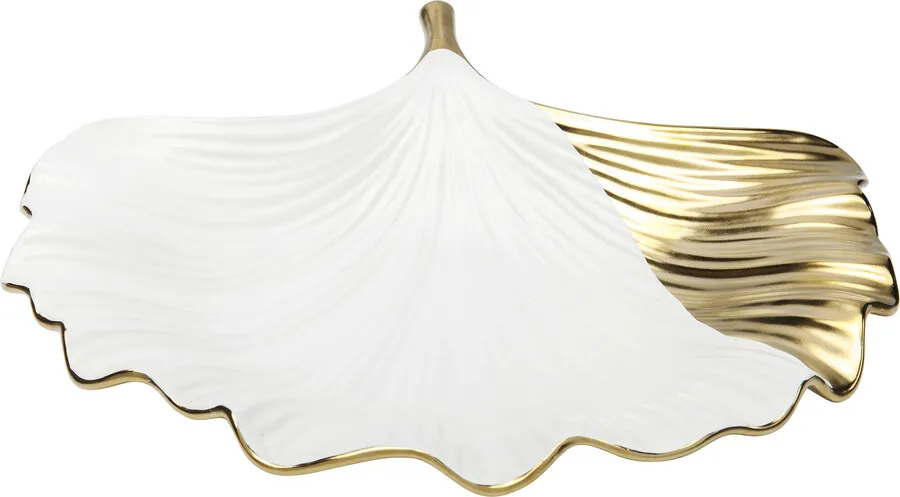 Półmisek porcelanowy GINKGO ELEGANCE SIDE - biały/złoty