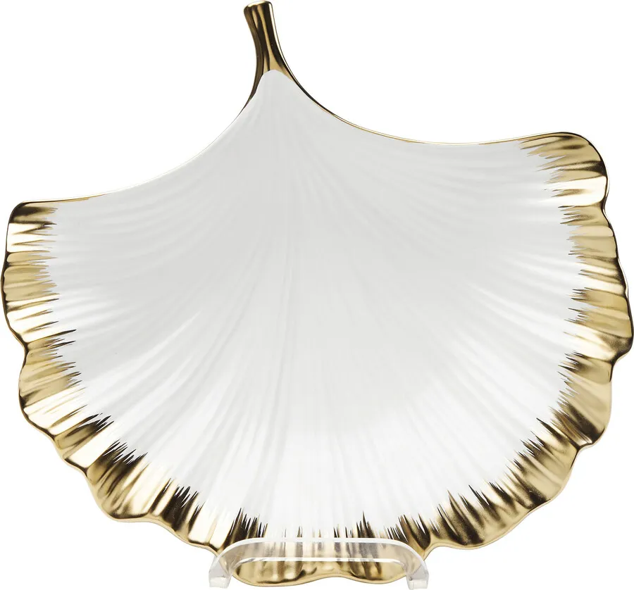 Półmisek porcelanowy GINKGO ELEGANCE RIM - biały/złoty