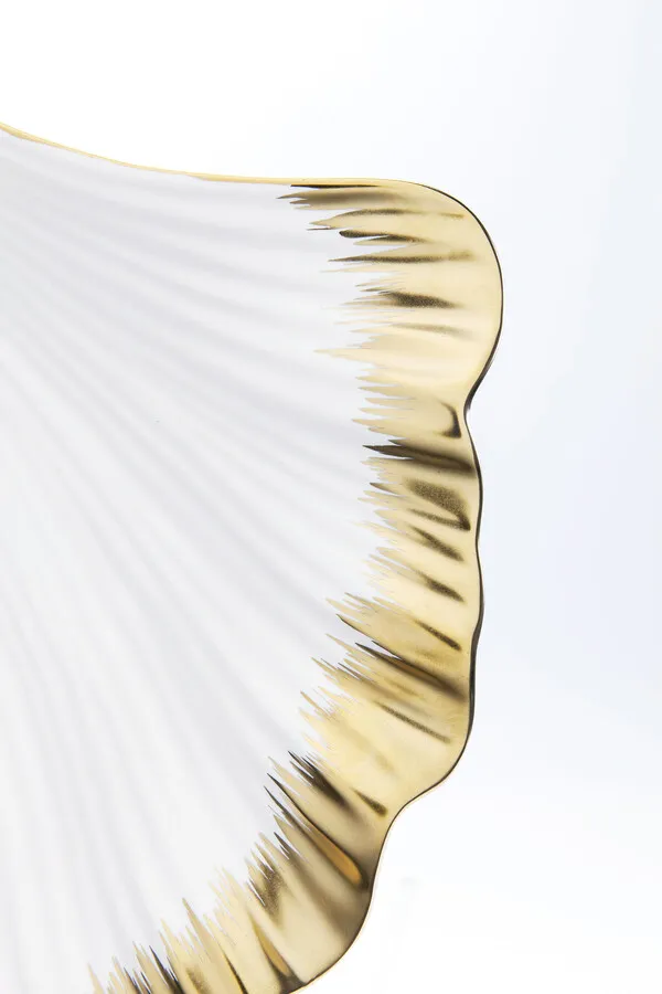 Półmisek porcelanowy GINKGO ELEGANCE RIM - biały/złoty