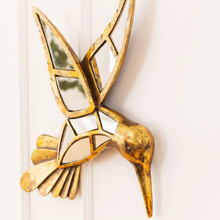 Dekoracja ścienna HUMMINGBIRD MIRROR 27x32 - lustrzany/złoty