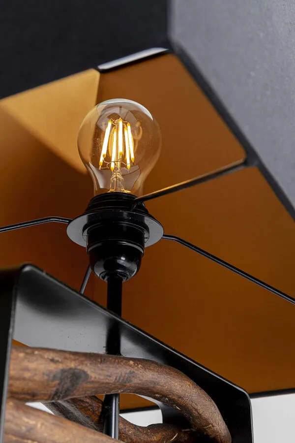 Lampa podłogowa NATURE WAVE - czarny/naturalny