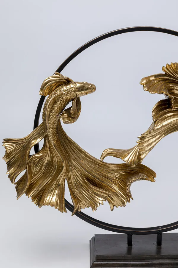 Figurka dekoracyjna DANCING BETTA FISHES - złoty/czarny