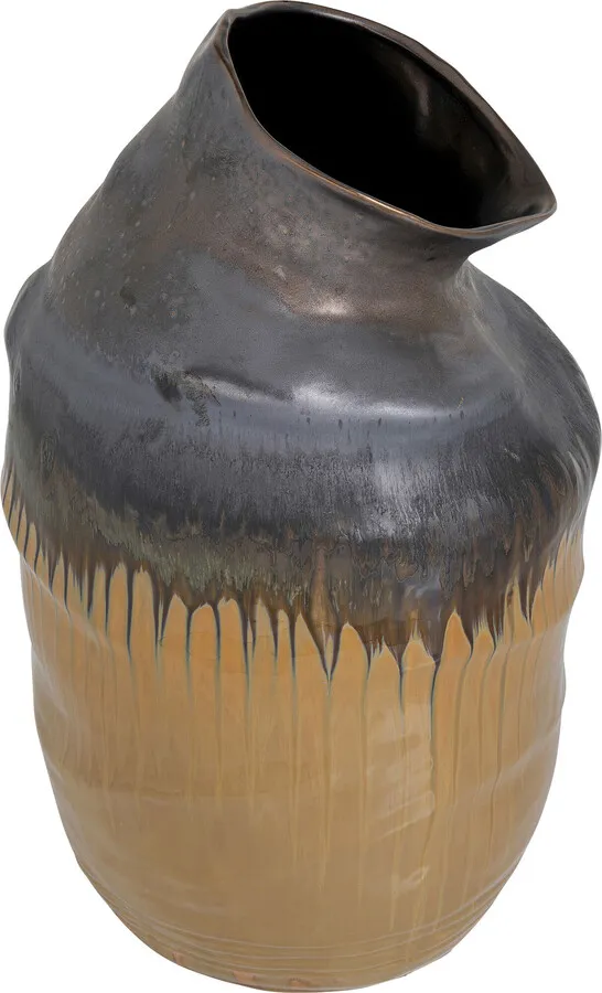 Wazon ceramiczny COLLAPSE 58 - antracyt/brązowy