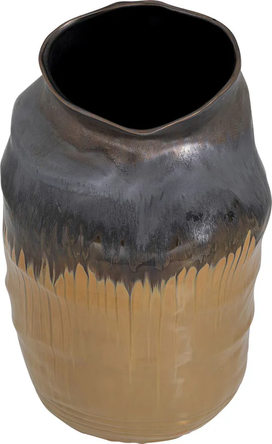 Wazon ceramiczny COLLAPSE 58 - antracyt/brązowy