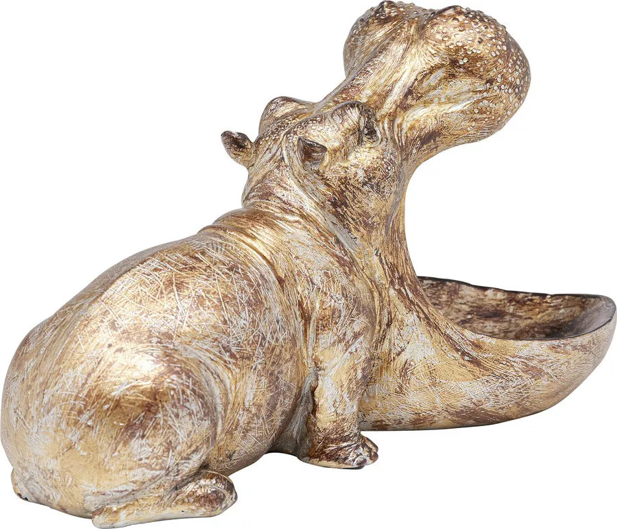 Figurka dekoracyjna HUNGRY HIPPO 17 cm - antyczny złoty