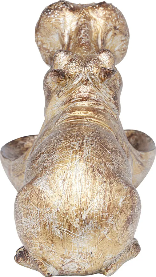 Figurka dekoracyjna HUNGRY HIPPO 17 cm - antyczny złoty