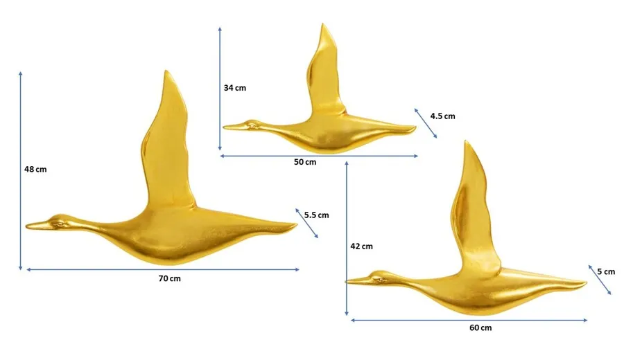 Dekoracje ścienne FLYING DUCKS - złoty