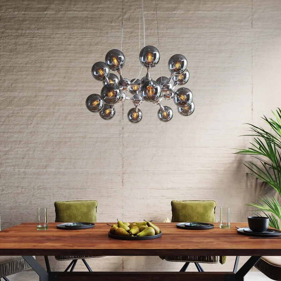 Lampa wisząca ATOMIC 74 - dymiony/srebrny