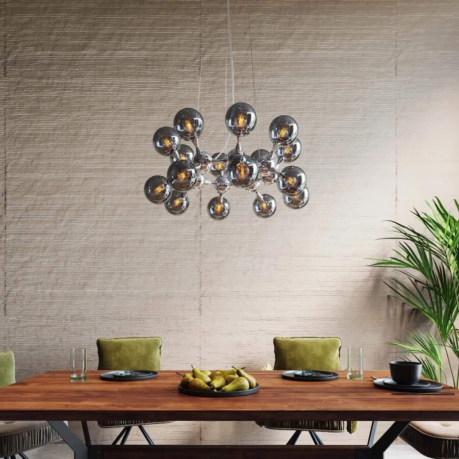 Lampa wisząca ATOMIC 74 - dymiony/srebrny