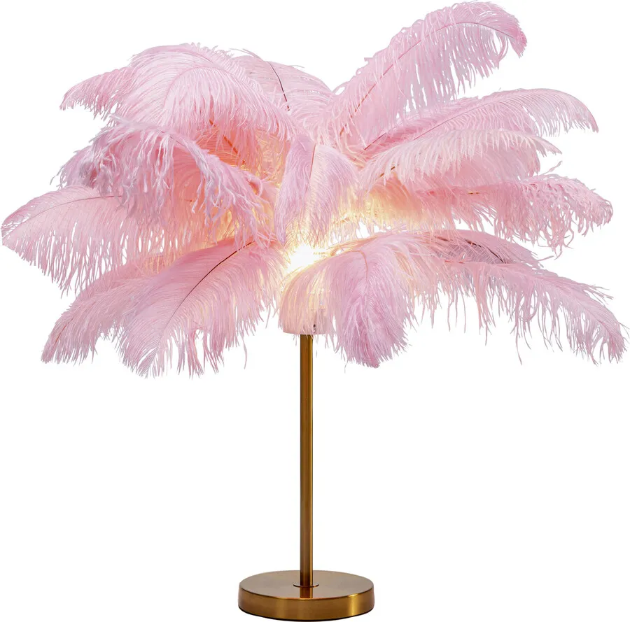Lampa stołowa FEATHER PALM - różowy/złoty