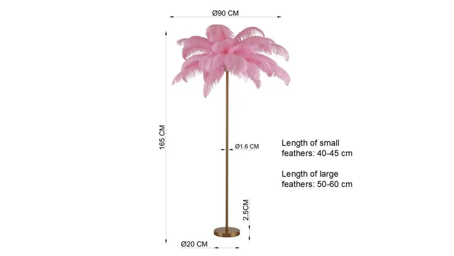 Lampa stołowa FEATHER PALM - różowy/złoty