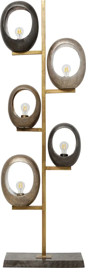 Lampa podłogowa FIVE LOOPS - szary/złoty