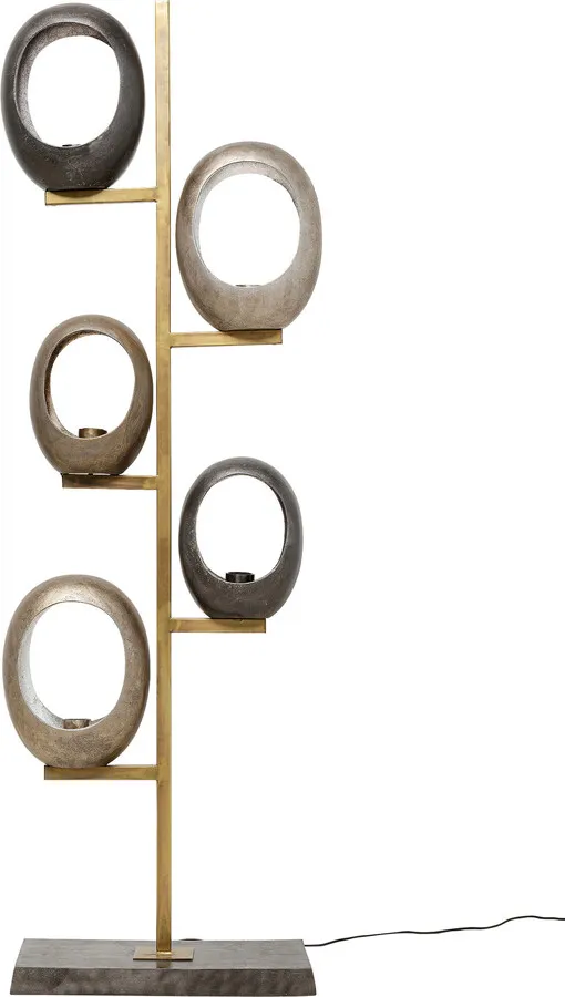 Lampa podłogowa FIVE LOOPS - szary/złoty