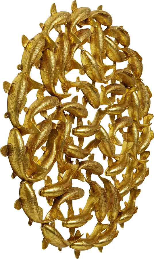 Dekoracja ścienna SCHOOL OF KOI GOLD 160 - złoty
