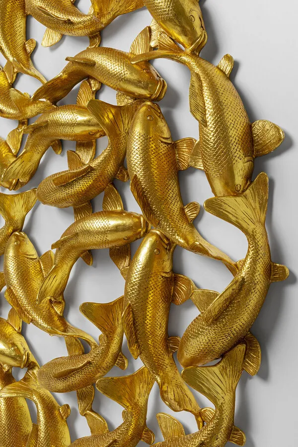 Dekoracja ścienna SCHOOL OF KOI GOLD 160 - złoty