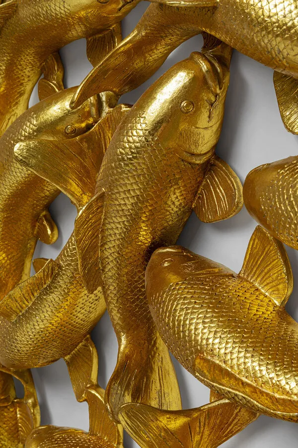 Dekoracja ścienna SCHOOL OF KOI GOLD 160 - złoty