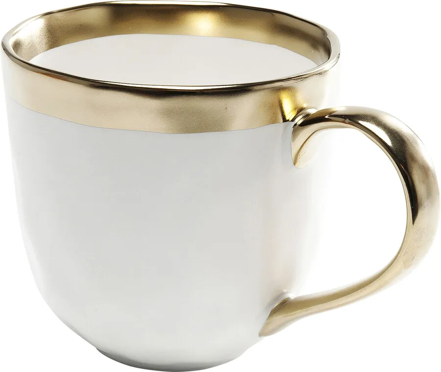 Kubek porcelanowy BELL - biały/złoty