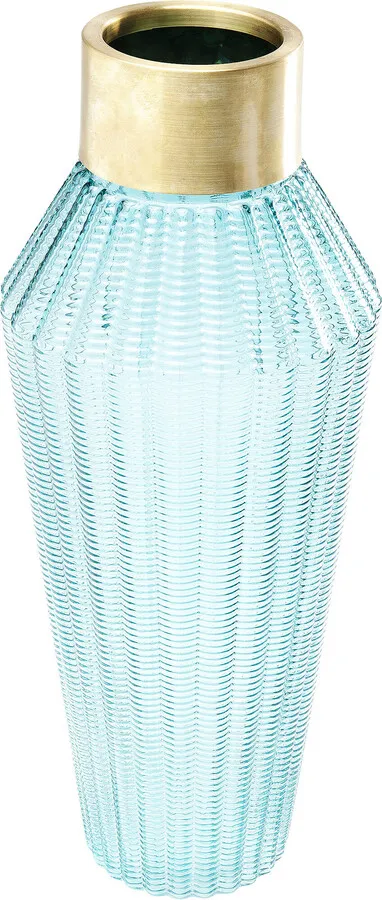 Wazon szklany BARFLY LIGHT BLUE 43 - jasnoniebieski/złoty