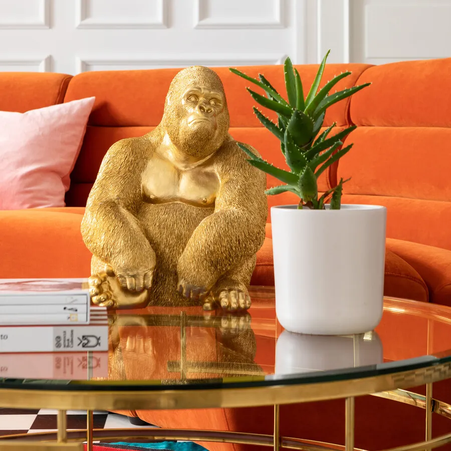 Figurka dekoracyjna MONKEY GORILLA SIDE MEDIUM - złoty