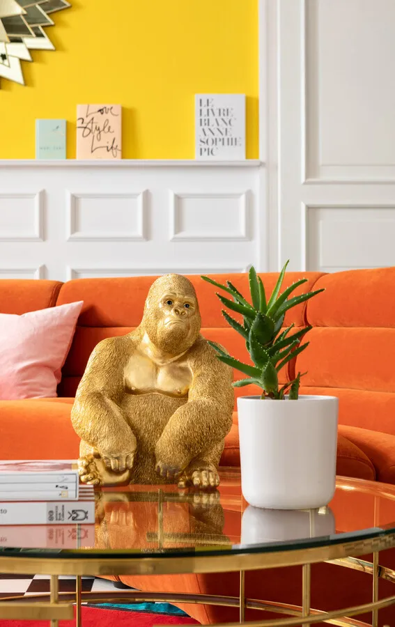 Figurka dekoracyjna MONKEY GORILLA SIDE MEDIUM - złoty