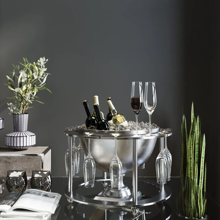 Cooler do butelek BUBBLY TIME - srebrny