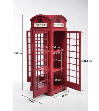Witryna 3-drzwiowa LONDON TELEPHONE - czerwony