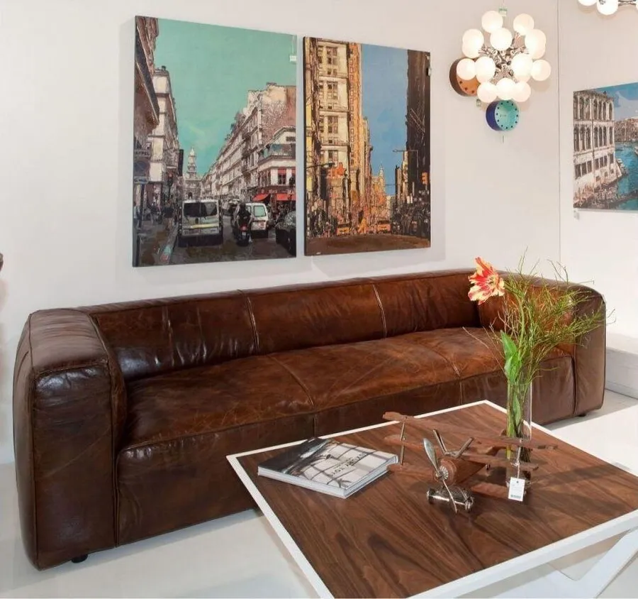 Sofa 3-osobowa skórzana CUBETTO 260 - brązowy