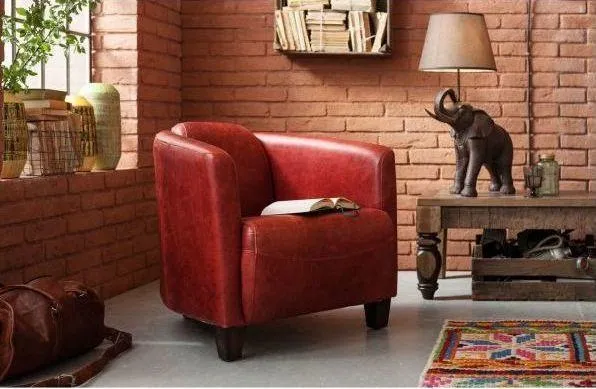 Fotel skórzany CIGAR LOUNGE - czerwony