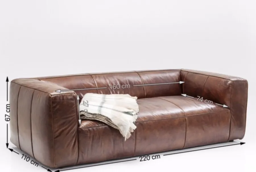 Sofa 3-osobowa skórzana CUBETTO 220 - brązowy