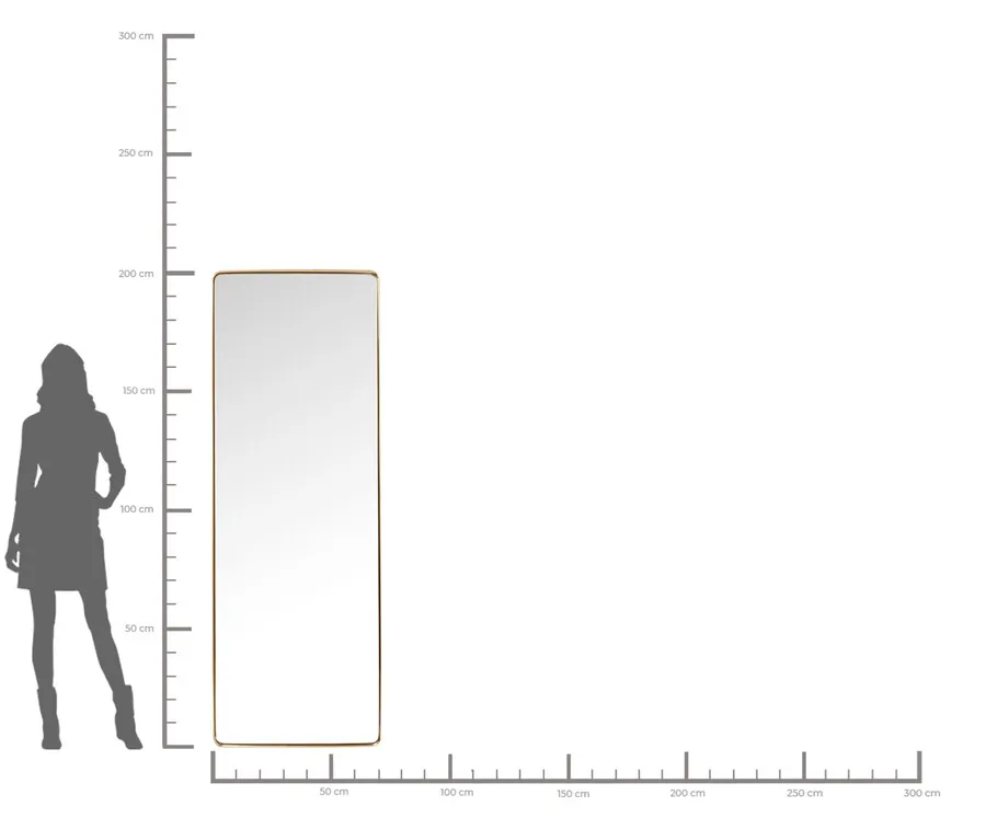 Lustro wiszące CURVE 70x200 - mosiądz