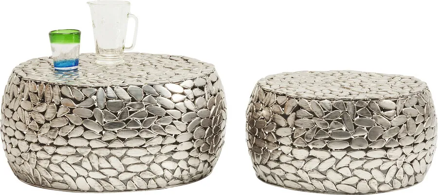 Zestaw 2 stolików PEBBLES DELUXE - srebrny