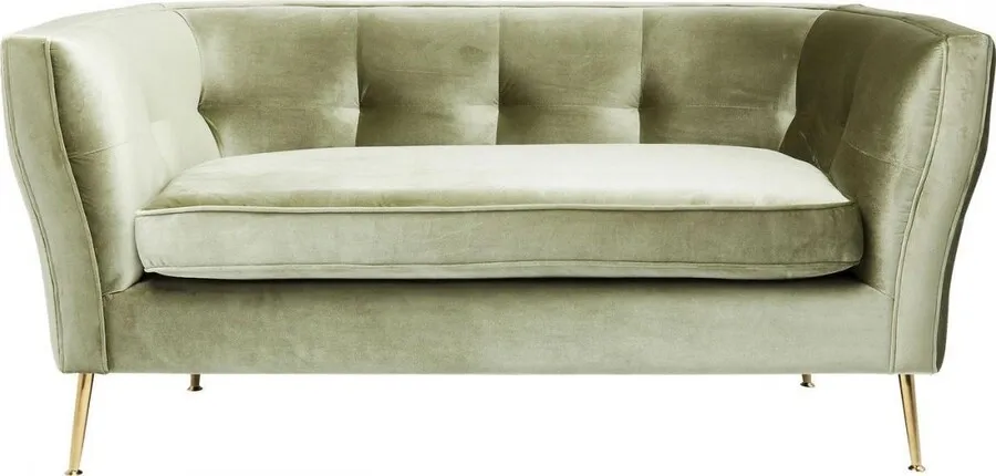 Sofa 2-osobowa welurowa RIMINI - zielony/zloty