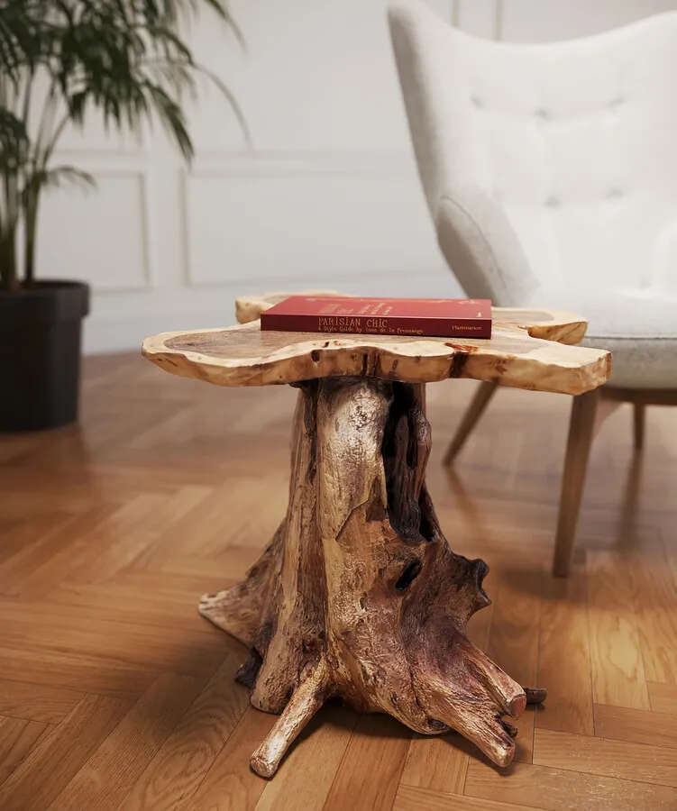 Stolik drewniany TREE BIG 50x50 - naturalny