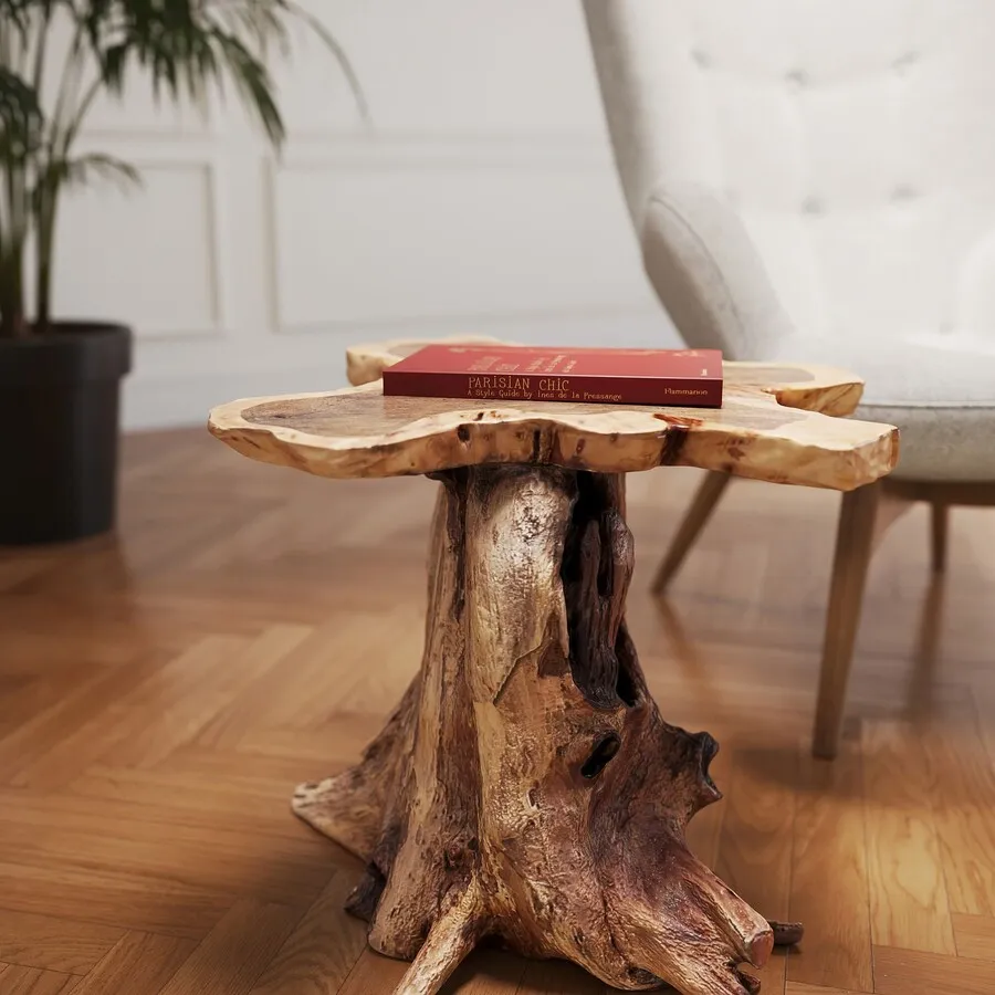 Stolik drewniany TREE BIG 50x50 - naturalny
