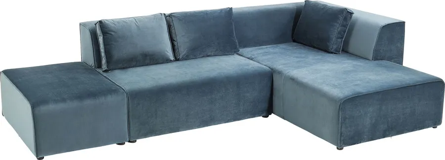 Narożnik modułowy prawy INFINITY VELVET - niebieski