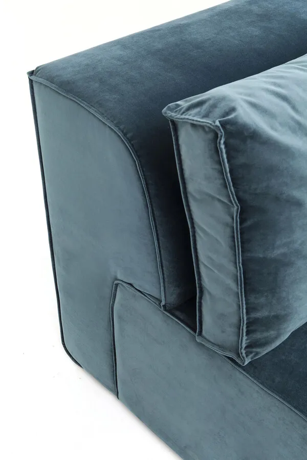 Narożnik modułowy prawy INFINITY VELVET - niebieski