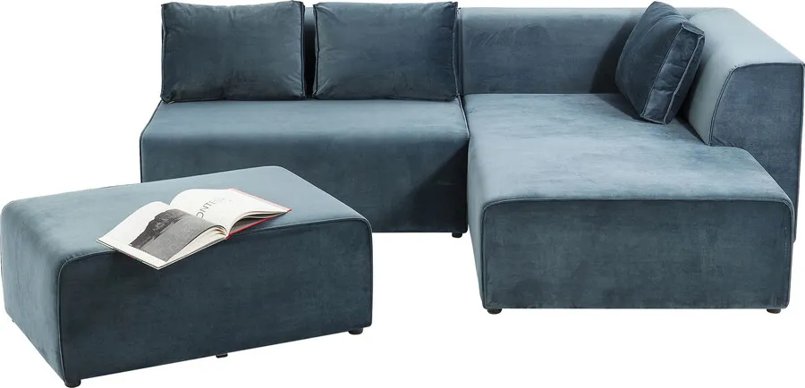 Narożnik modułowy prawy INFINITY VELVET - niebieski