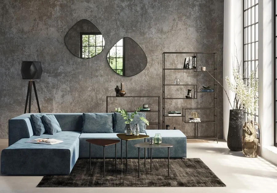 Narożnik modułowy lewy INFINITY VELVET - niebieski