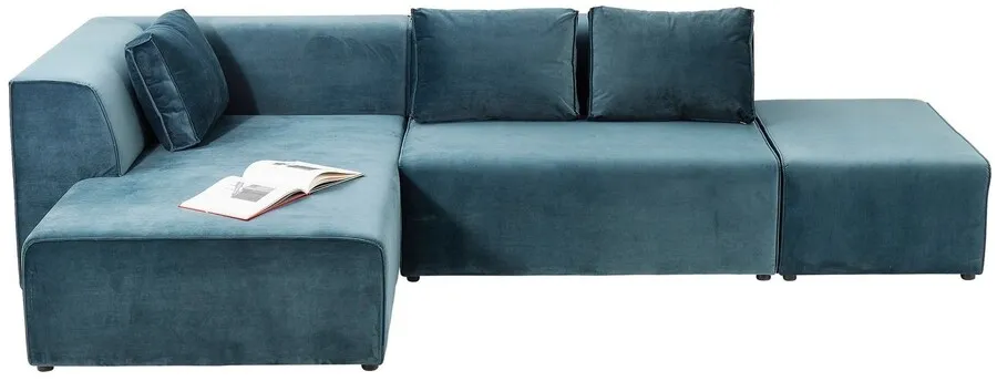Narożnik modułowy lewy INFINITY VELVET - niebieski