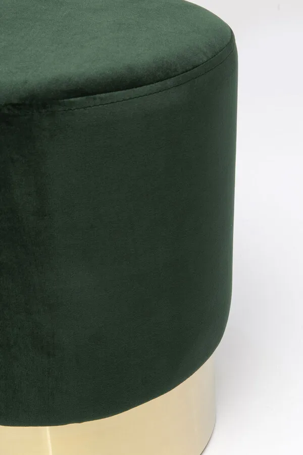 Puf okrągły welurowy CHERRY 35 cm - zielony/złoty