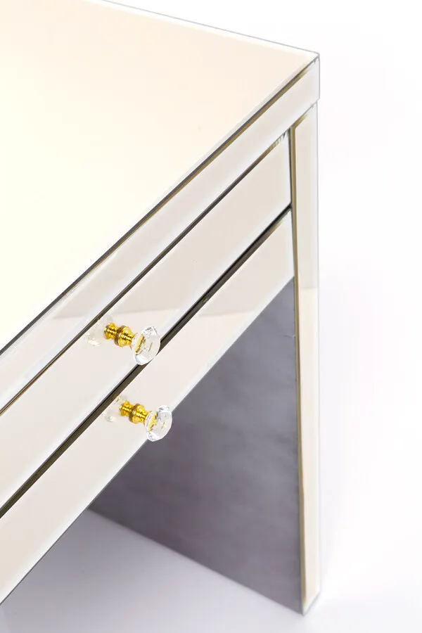 Biurko z szufladami LUXURY 140x60 - perłowy lustrzany