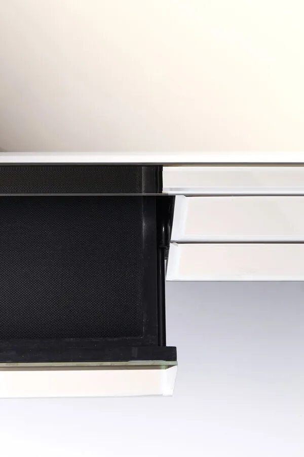 Biurko z szufladami LUXURY 140x60 - perłowy lustrzany