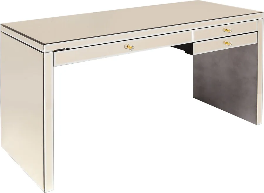 Biurko z szufladami LUXURY 140x60 - perłowy lustrzany