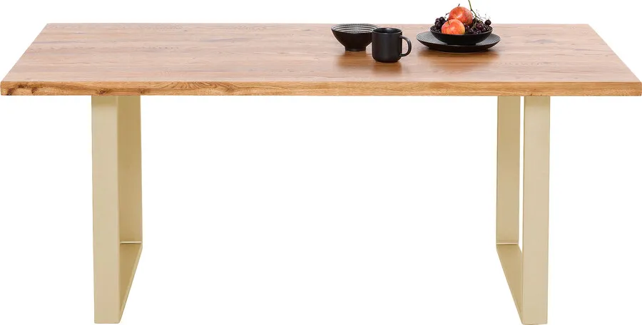 Stół drewniany JACKIE 160x80 - dąb/złoty