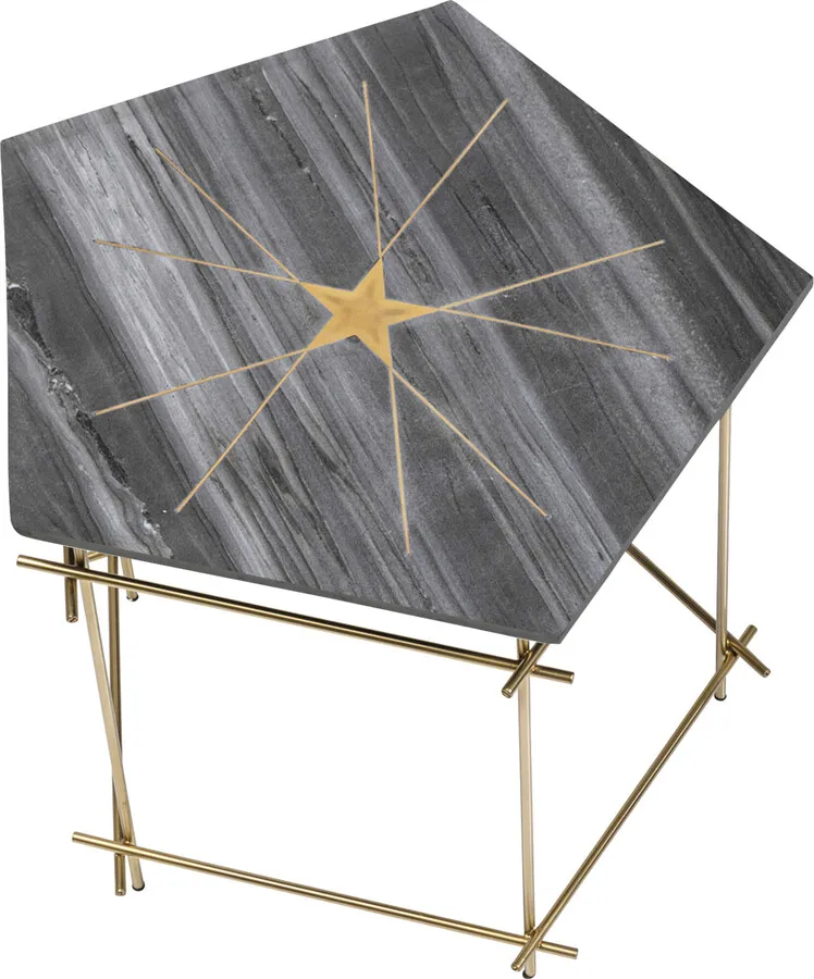Stolik kawowy MYSTIC PENTAGON 66x62 - szary/złoty