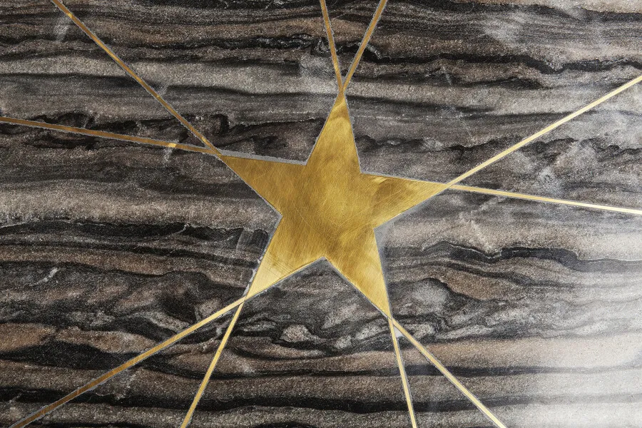 Stolik kawowy MYSTIC PENTAGON 66x62 - szary/złoty
