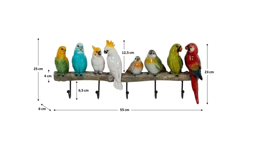Wieszak ścienny EXOTIC BIRDS - multikolor
