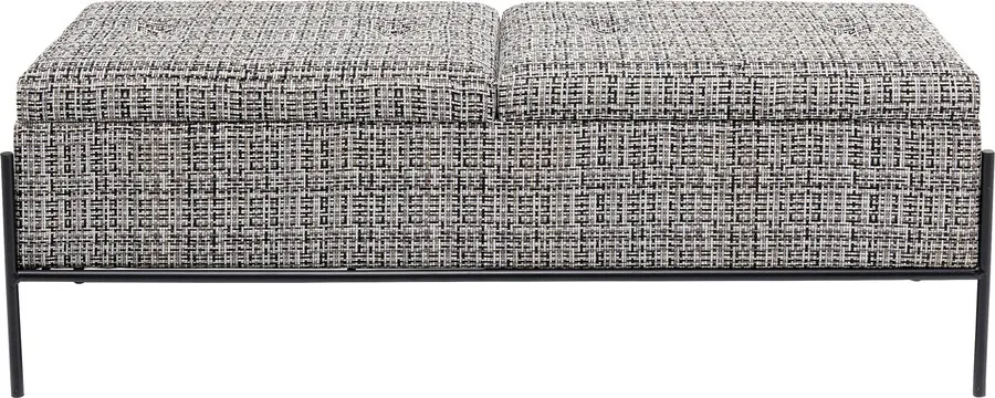 Ławka ze schowkiem BUTTONS STORAGE 120x40 - czarny/biały