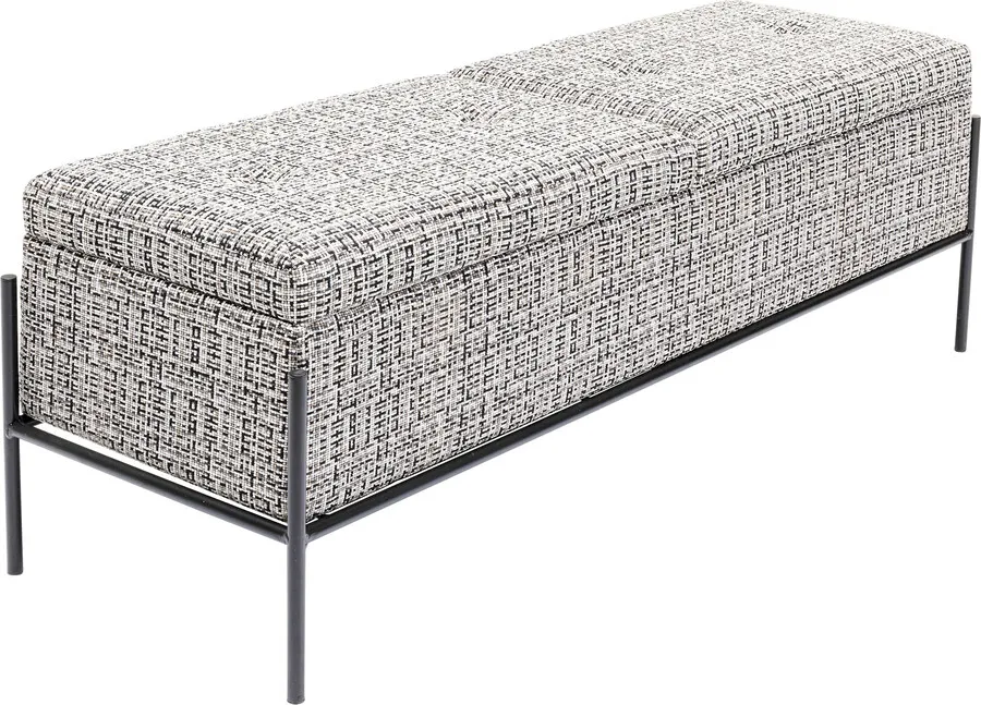 Ławka ze schowkiem BUTTONS STORAGE 120x40 - czarny/biały